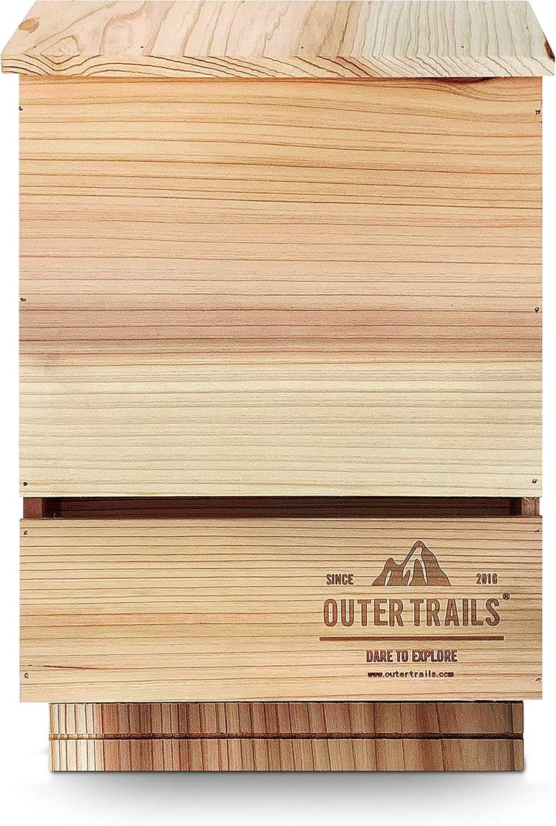 Outer Trails Bat House Outdoor Bat Habitat, Natural Cedar Wood, 3 Chamber - Image 2